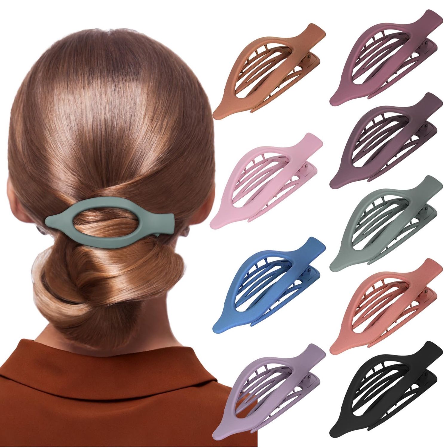 NEW 9 Pack French Hair Claw Clips Lay Flat Design