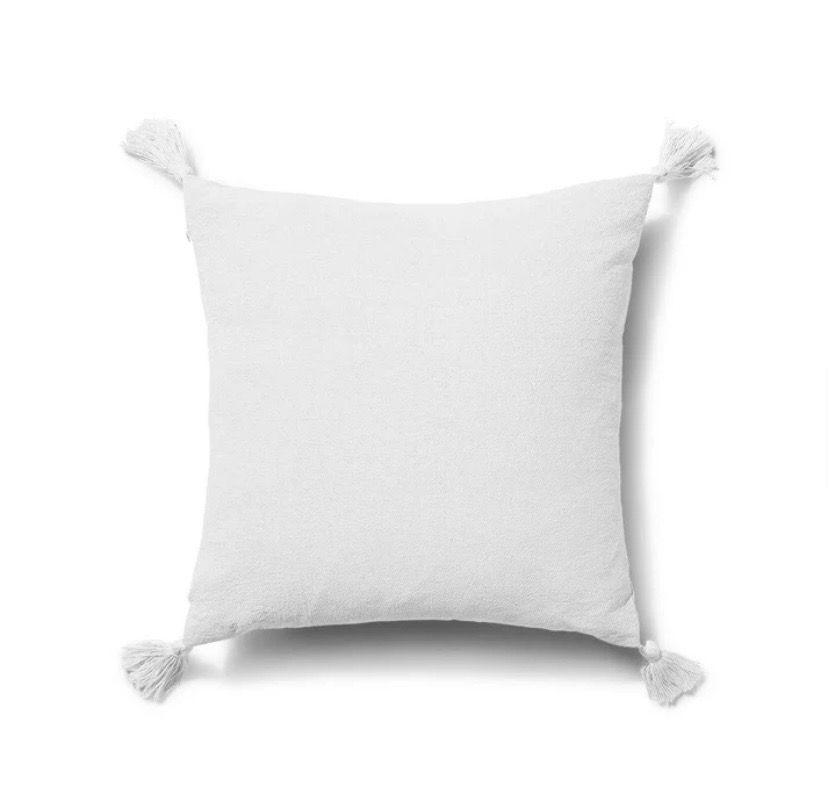 NEW 2 Pack White Tasseled Throw Pillow Covers