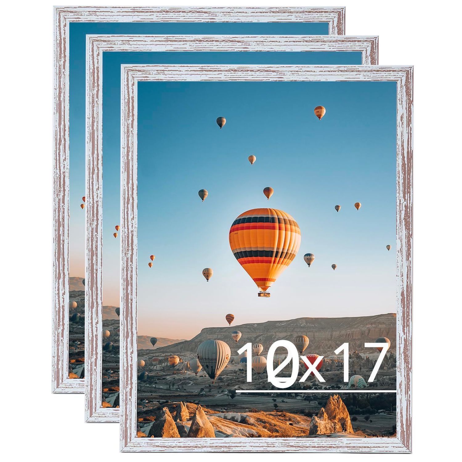 SEALED 3 Pack 10x17 Rustic White Picture Frames