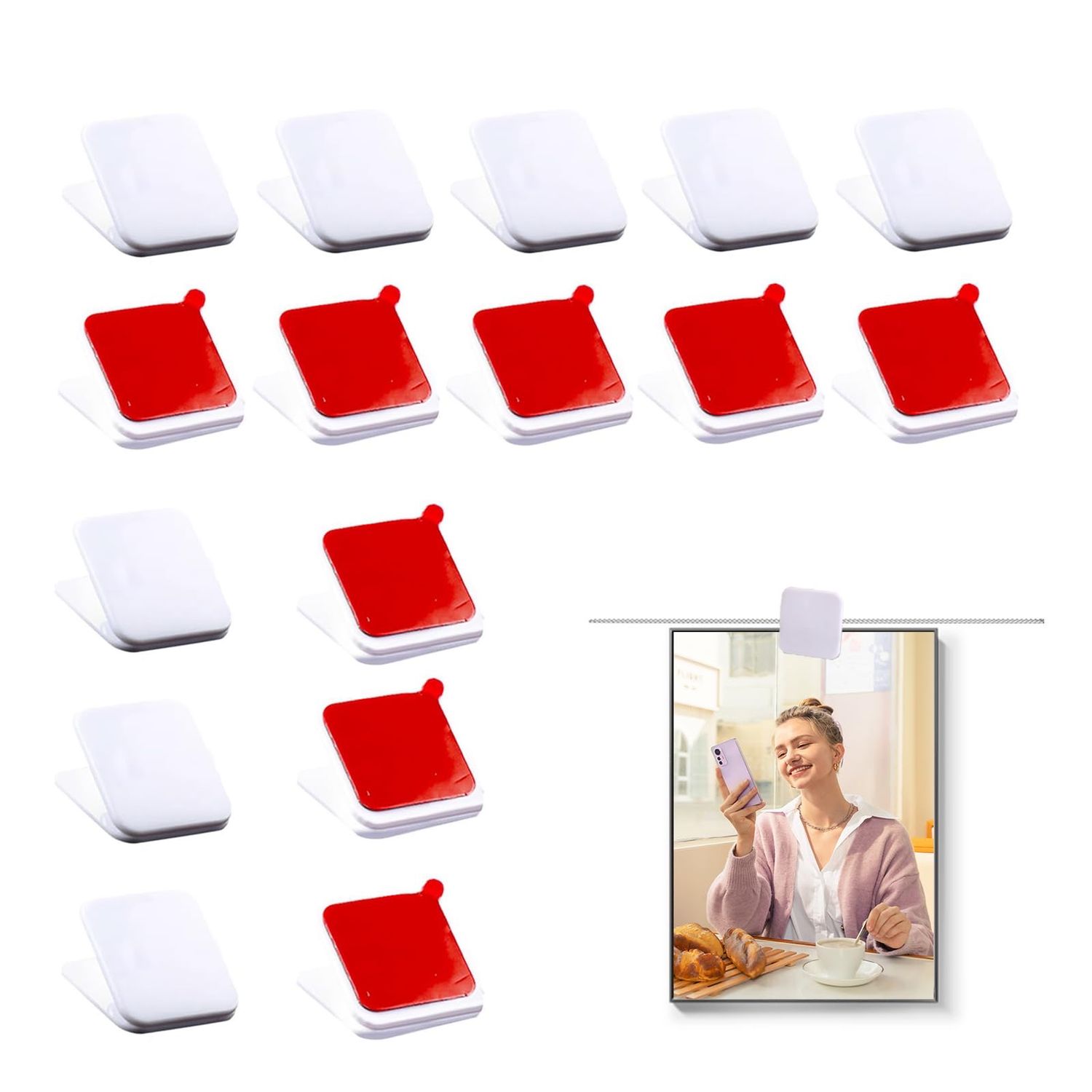 NEW 20 Pack Self Adhesive Wall Clips