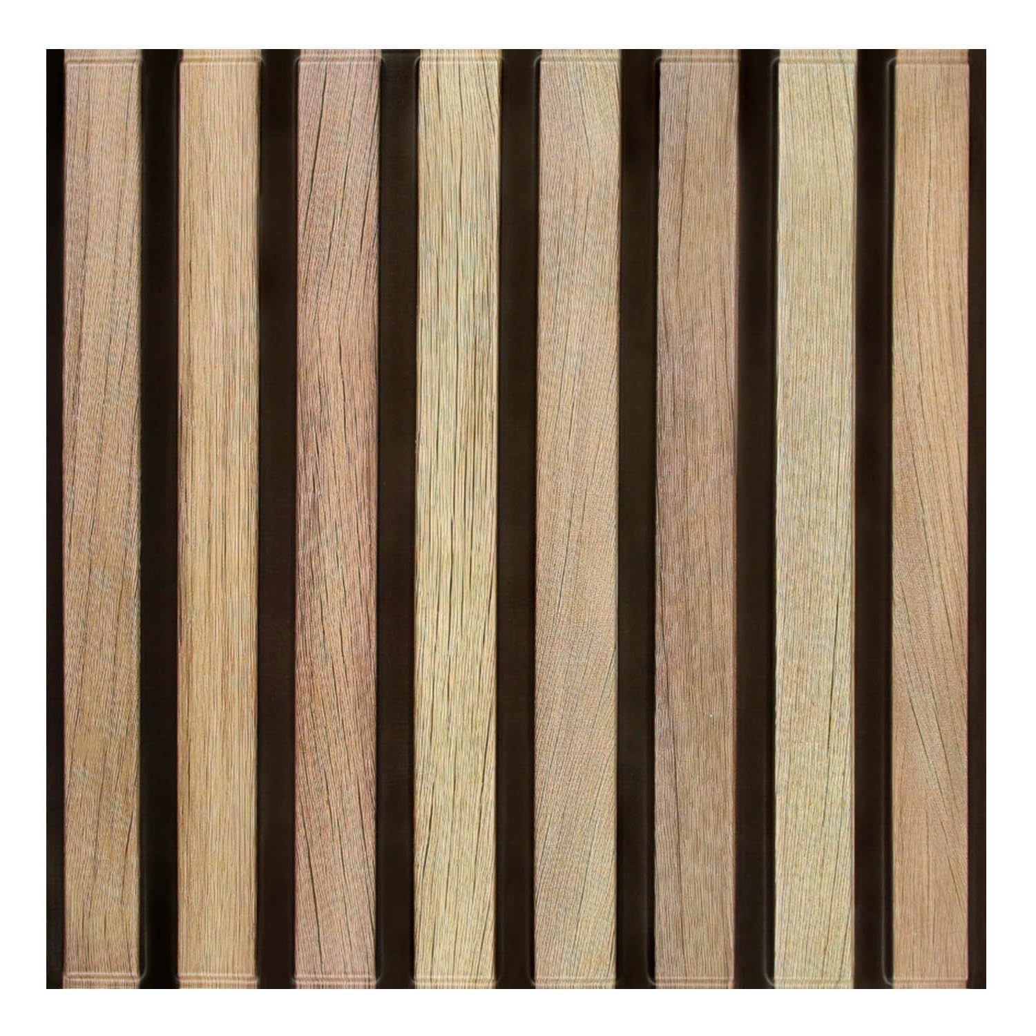 NEW 3D Faux Wood Slat Wallpaper Backsplash Peel &amp; Stick