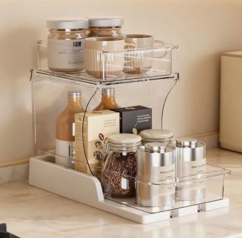 NEW Sliding Pull Out 2 Tier Storage Box