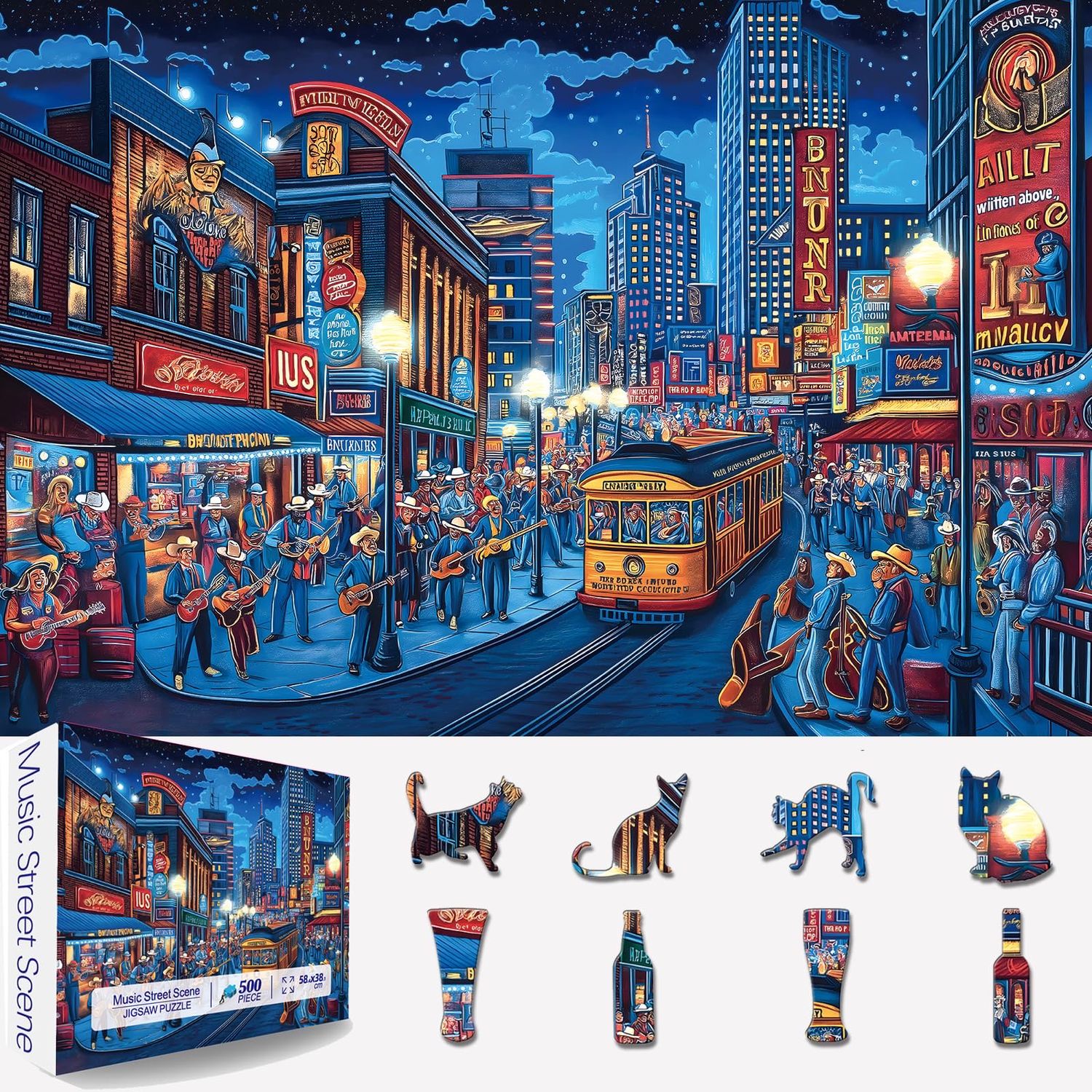 SEALED 500 Piece “Music Street Scene” Jigsaw Puzzle