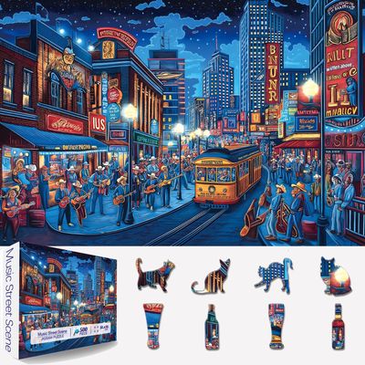 SEALED 500 Piece “Music Street Scene” Jigsaw Puzzle