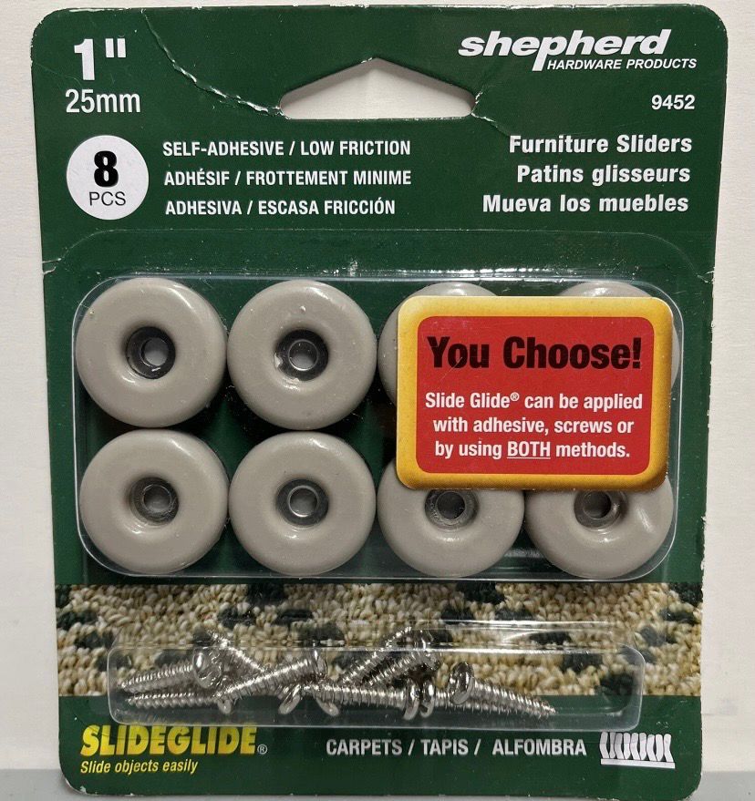 SEALED 8 Pack Furniture Sliders 1”
