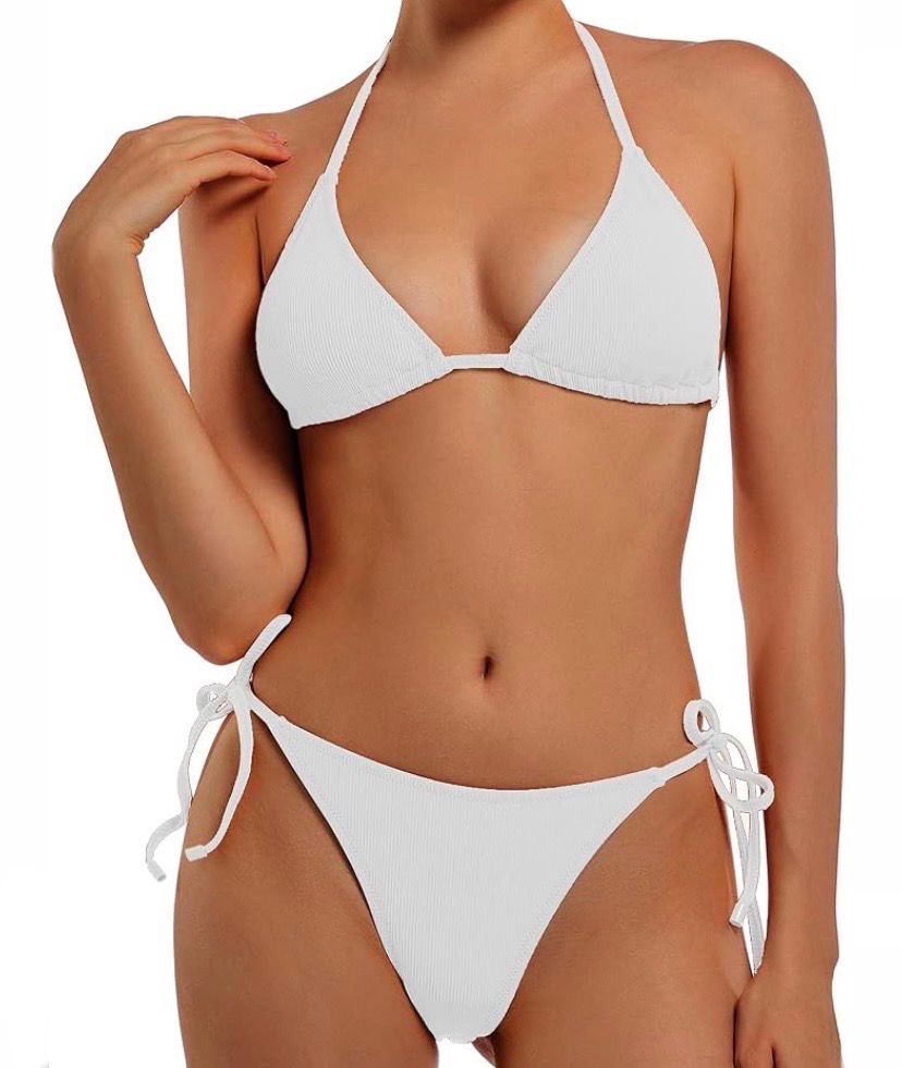 NEW Women’s Ribbed Swimsuit Bikini White Small