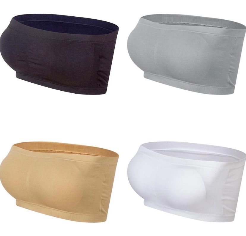 NEW Womens 4 Pack Seamless Bandeau Tube Tops XL