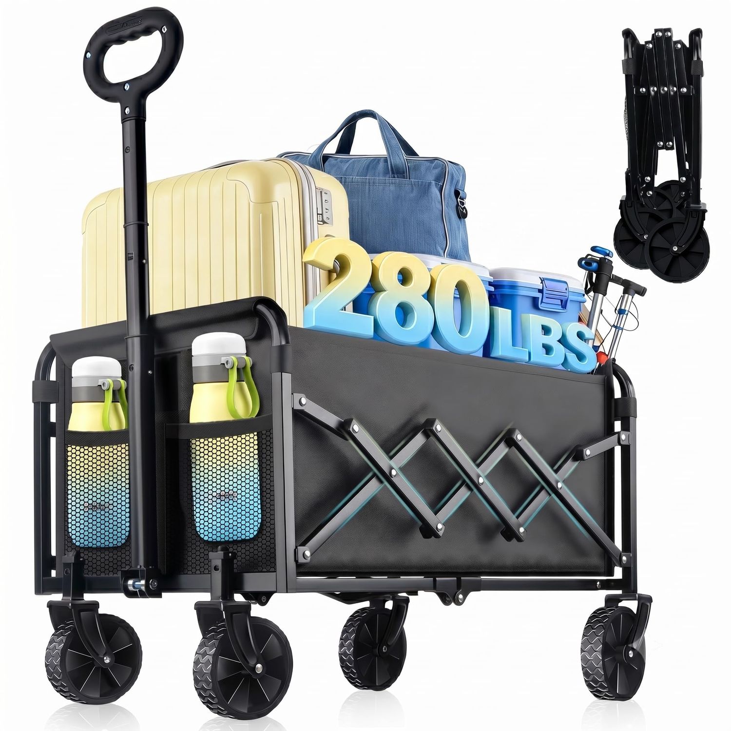 NEW Collapsible Wagon Cart with Wheels 280LBS Capacity