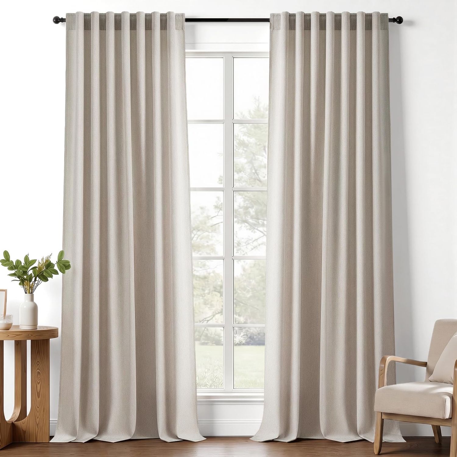 NEW Boho Semi Sheer Linen Curtains