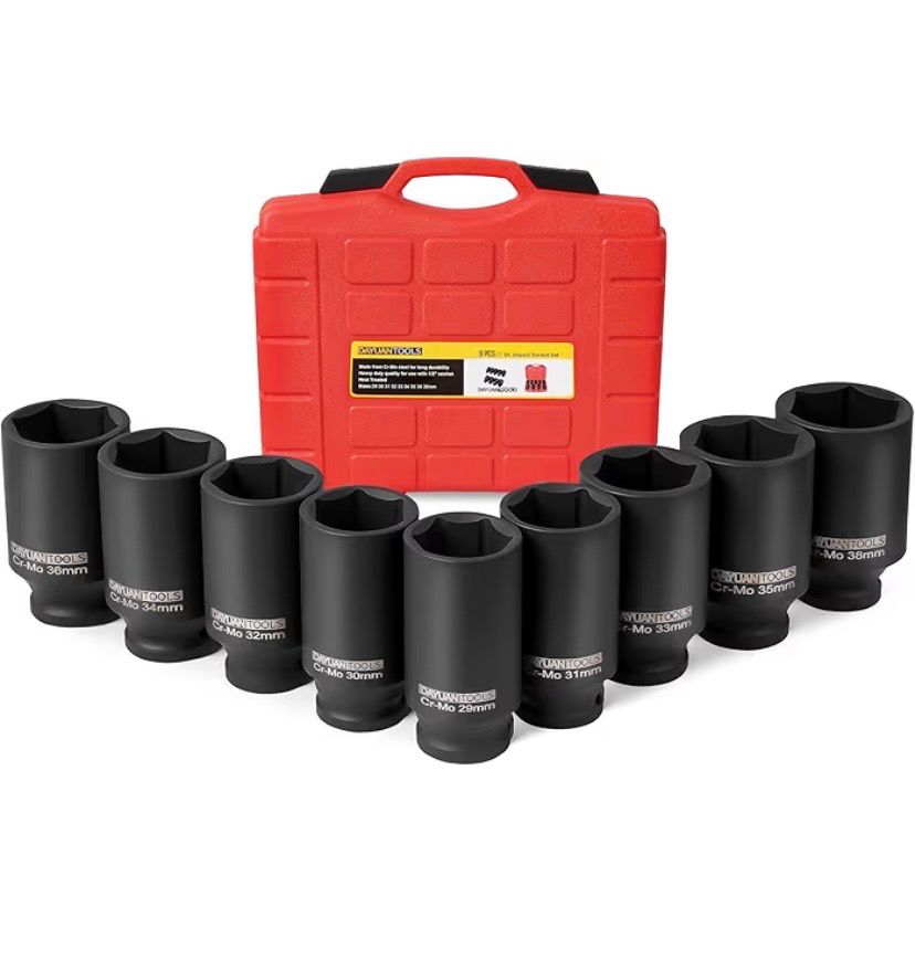 NEW 9 Piece 1/2" Drive Deep Impact Socket Tool Set