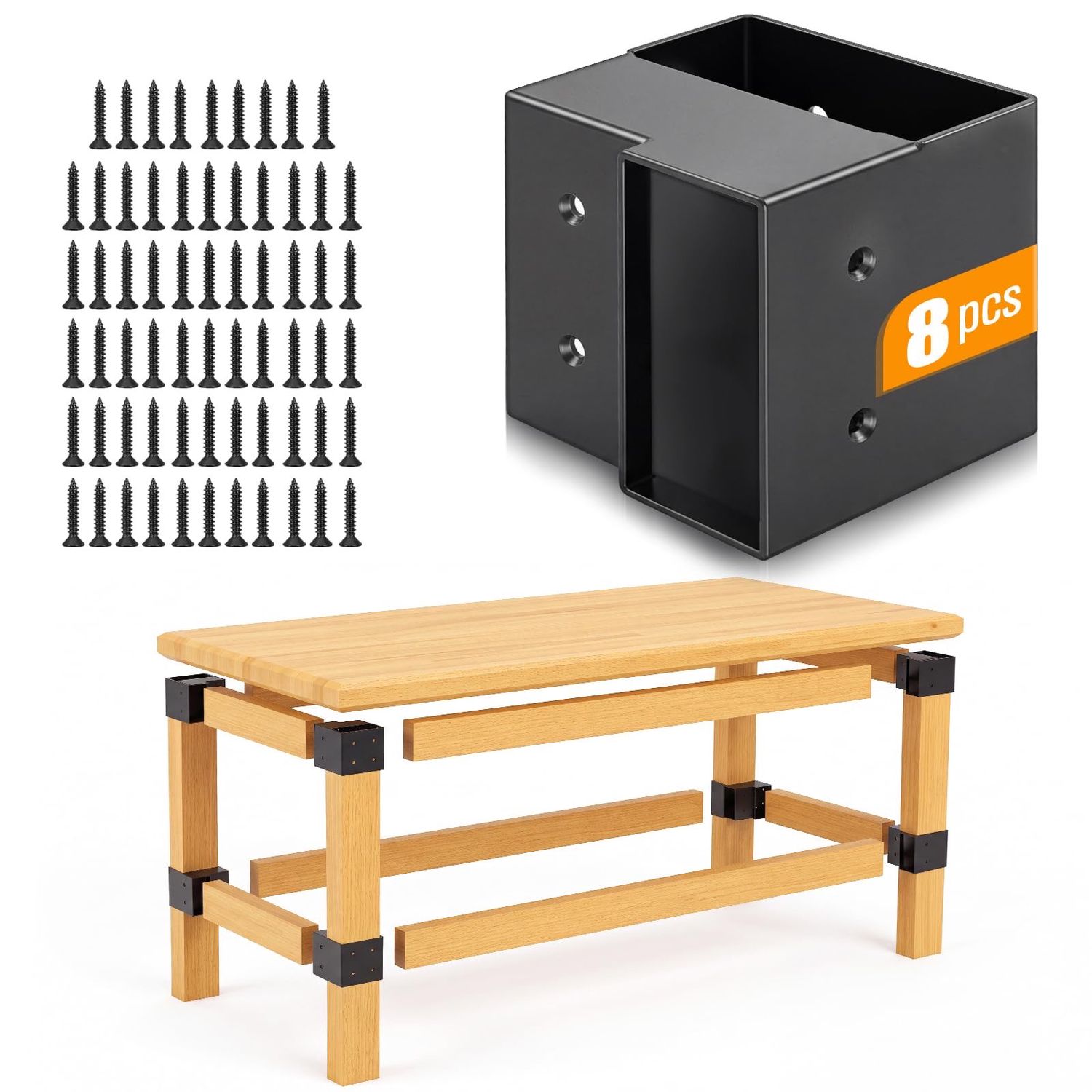 NEW 8 Pack Carbon Steel Workbench Corner Bracket Set