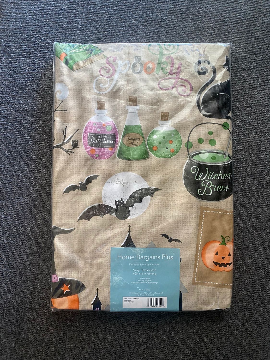 SEALED Halloween Vinyl Tablecloth 60”x84”