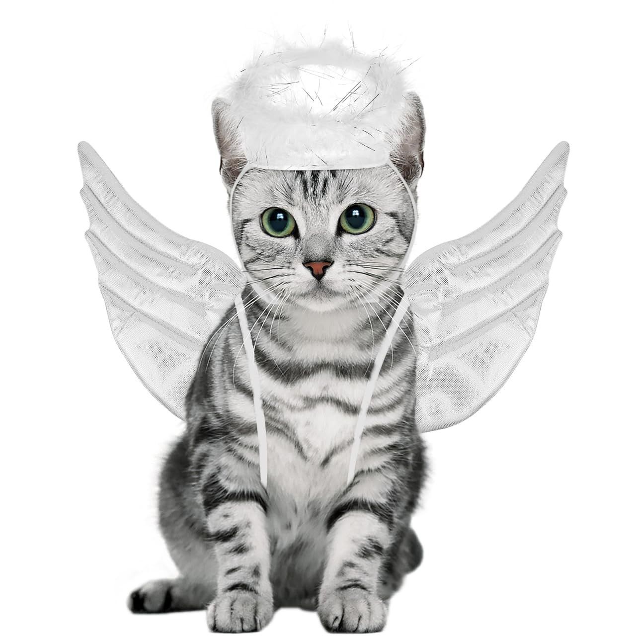 NEW Cat Halloween Costume Angel Wings &amp; Halo