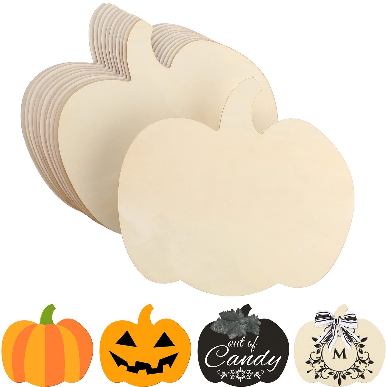 NEW 12 Wooden DIY Craft Pumpkin Cutout Paintable