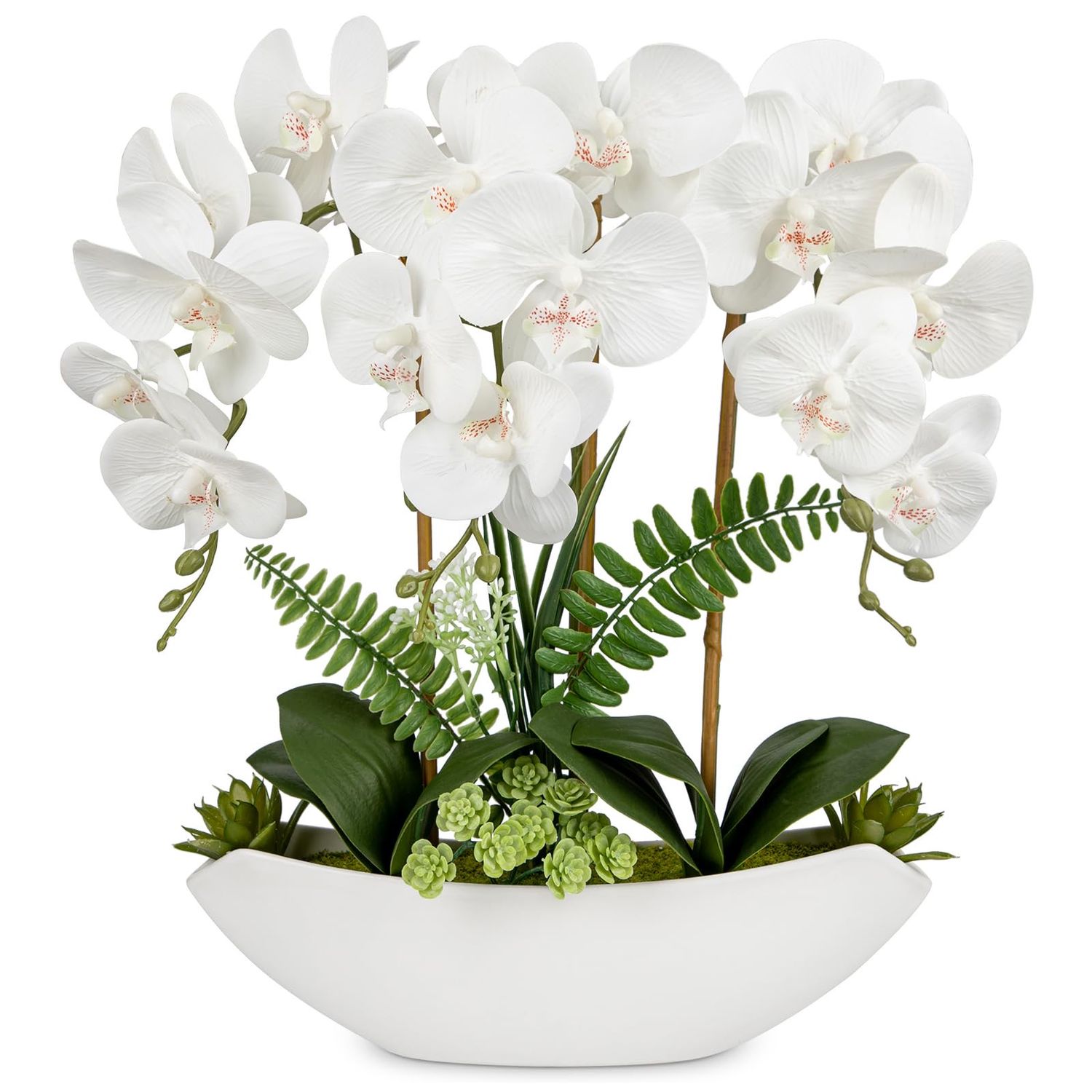 NEW Orchid Artificial Silk Flowers with Ceramic Pot