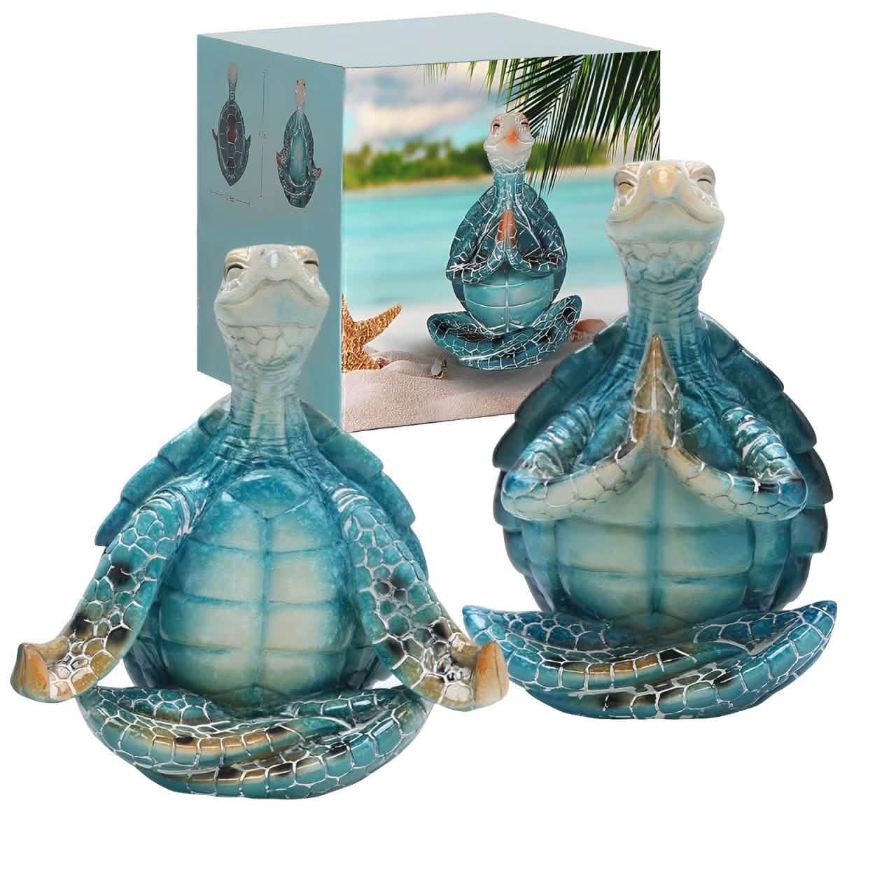 NEW Set of 2 Sea Turtle Yoga Figurines Decorations