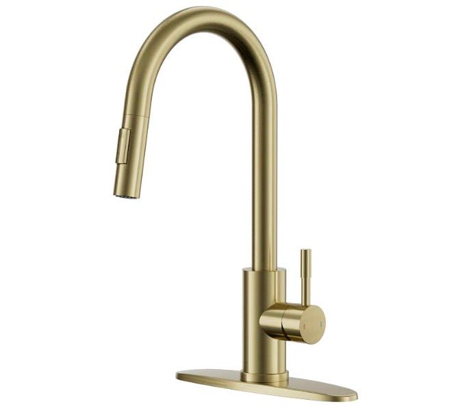 NEW Touchless Sensor Gold Kitchen Gooseneck Faucet