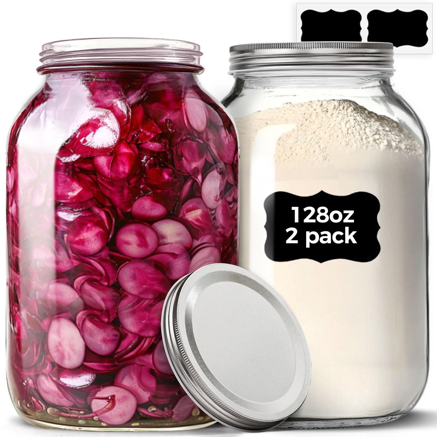 NEW 1 Gallon Mason Jars with Screw Lids 2 Pack