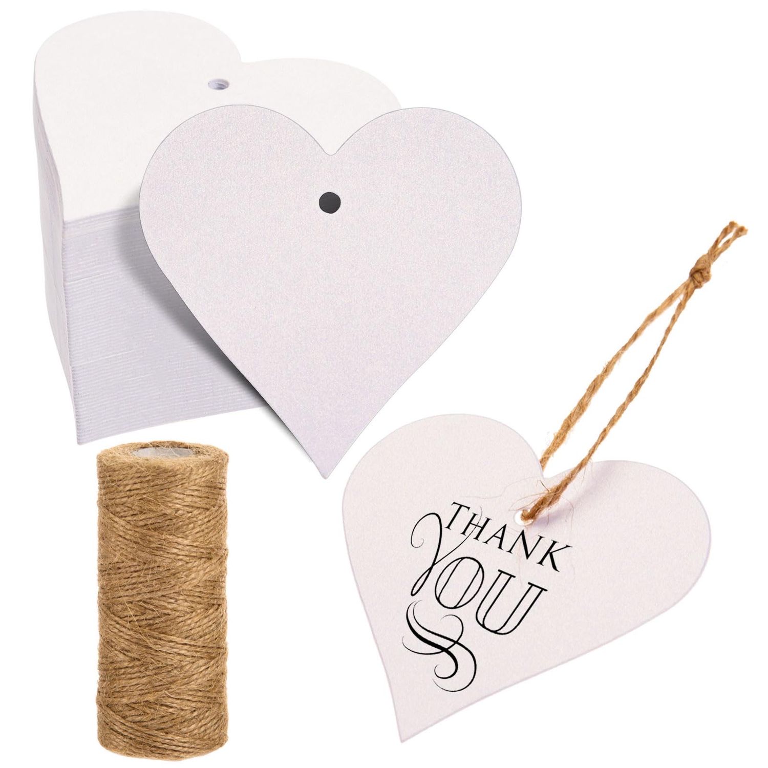 NEW 360pc Blank Paper Heart Tags Decoration with Twine