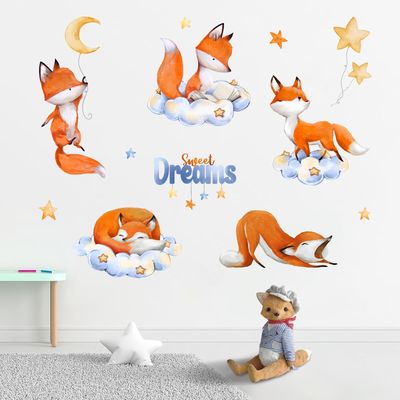 NEW Kids Sweet Dreams Sleeping Fox Wall Decals Stickers