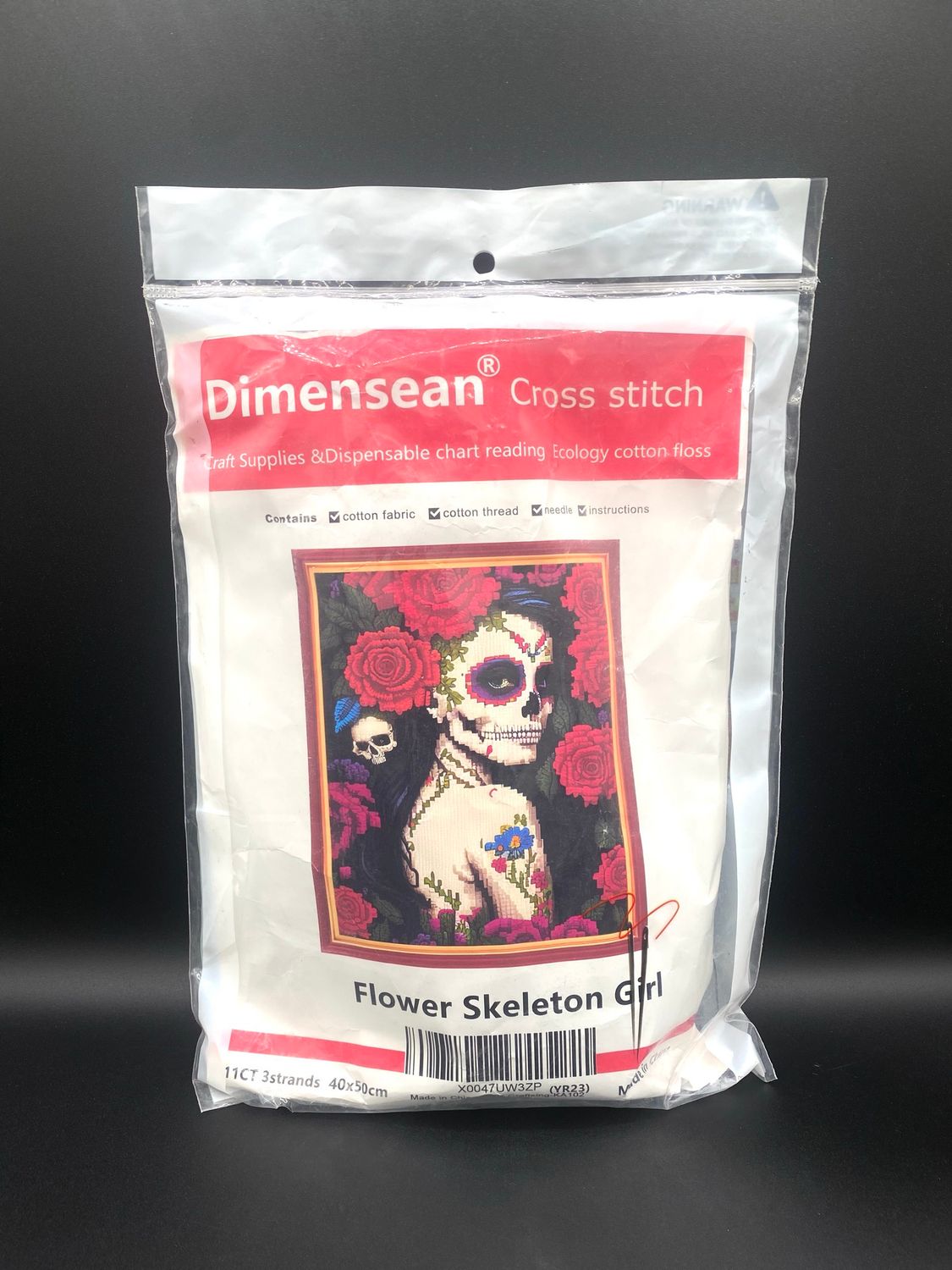 NEW DIY Cross Stitch Bundle “Flower Skeleton Girl”