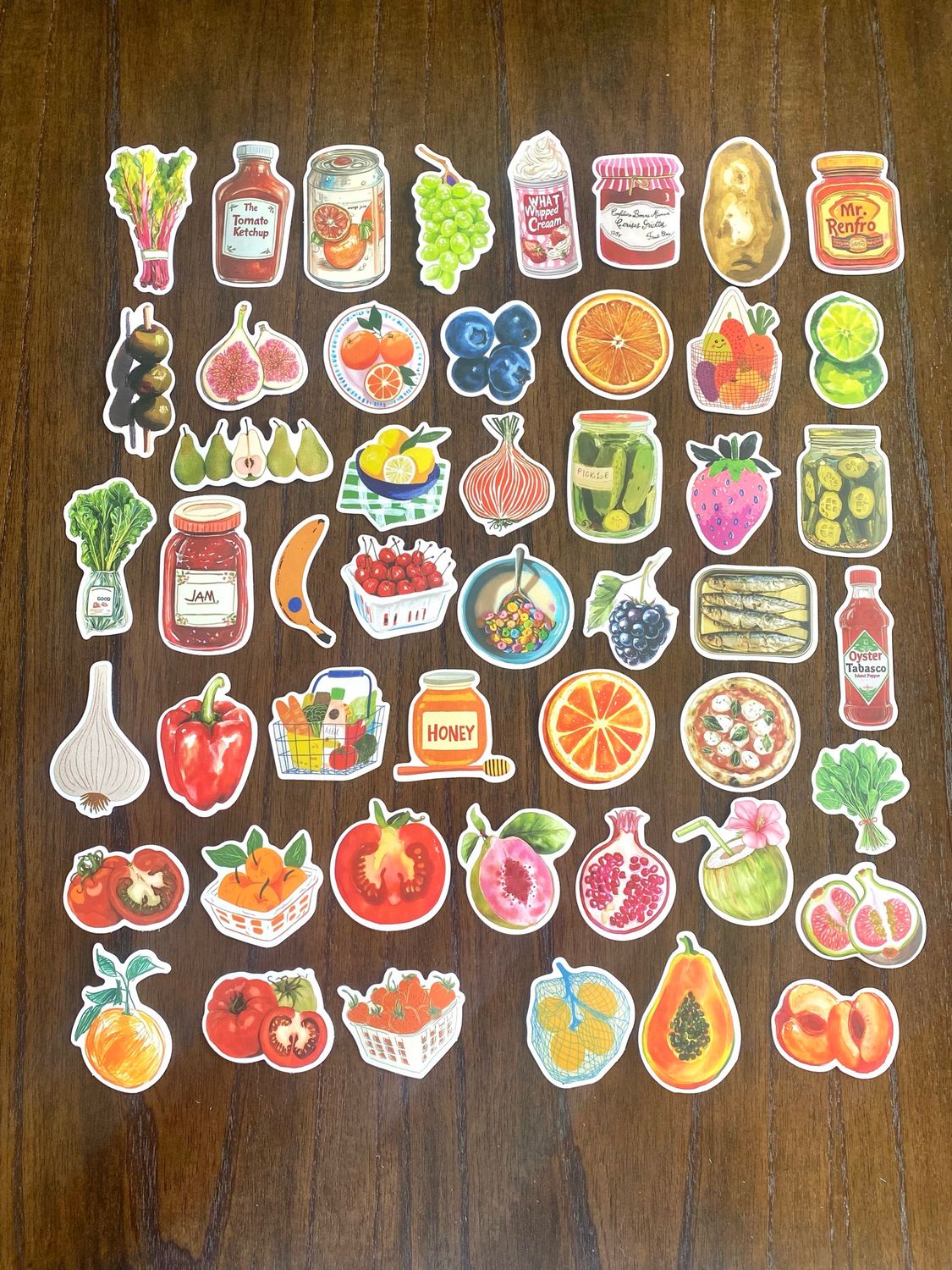 NEW 50 Pack Vinyl Food &amp; Drink Stickers Waterproof