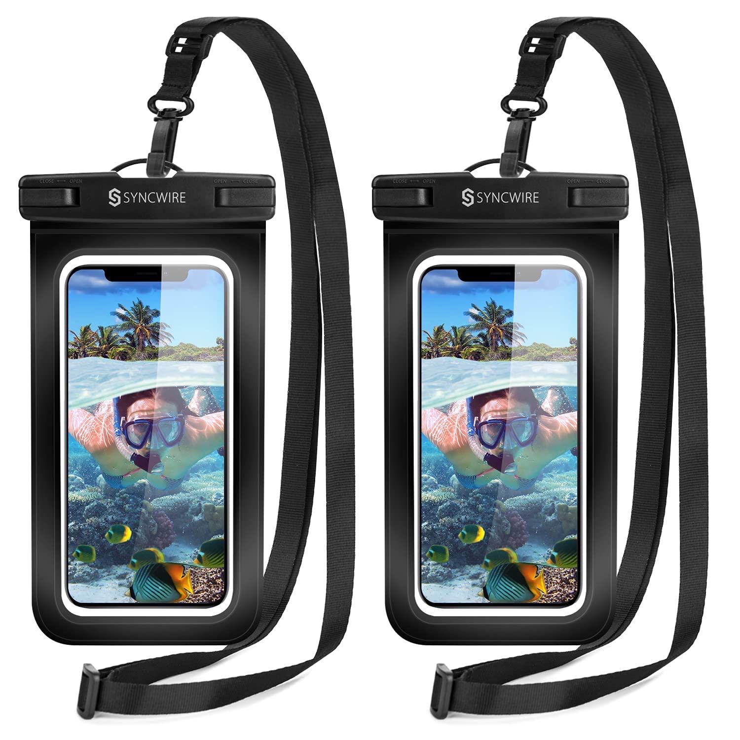 NEW 2 Pack Waterproof Phone Pouch Bags with Lanyard