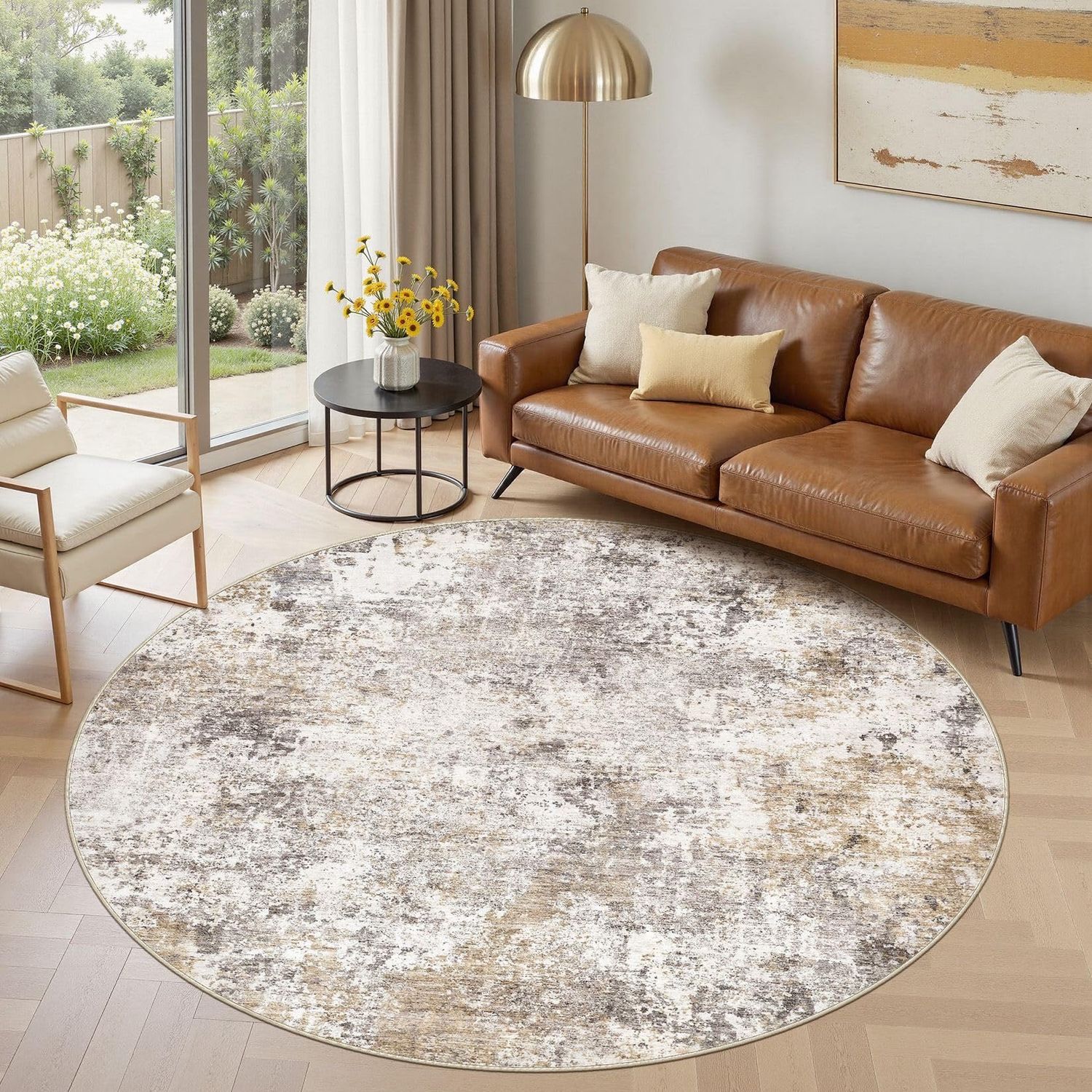 NEW 6ft Round Abstract Area Rug Carpet
