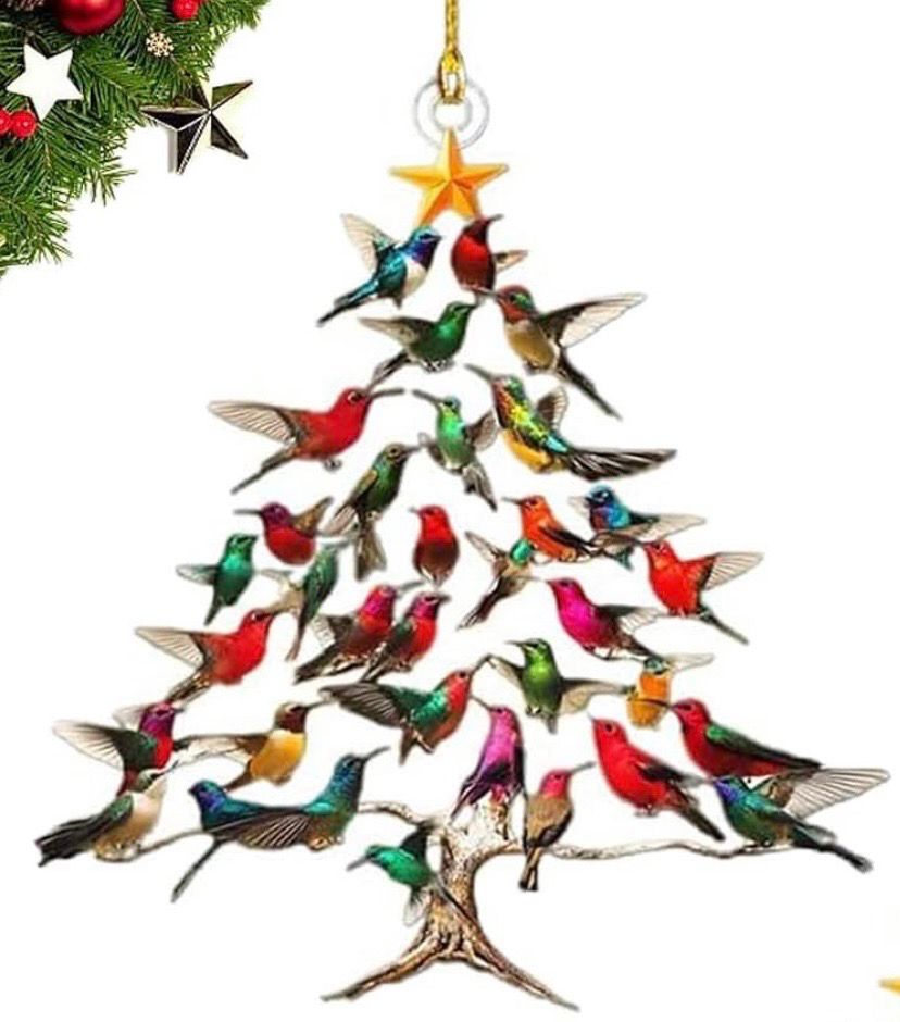 NEW 2 Pack Hummingbird Christmas Ornament Colourful