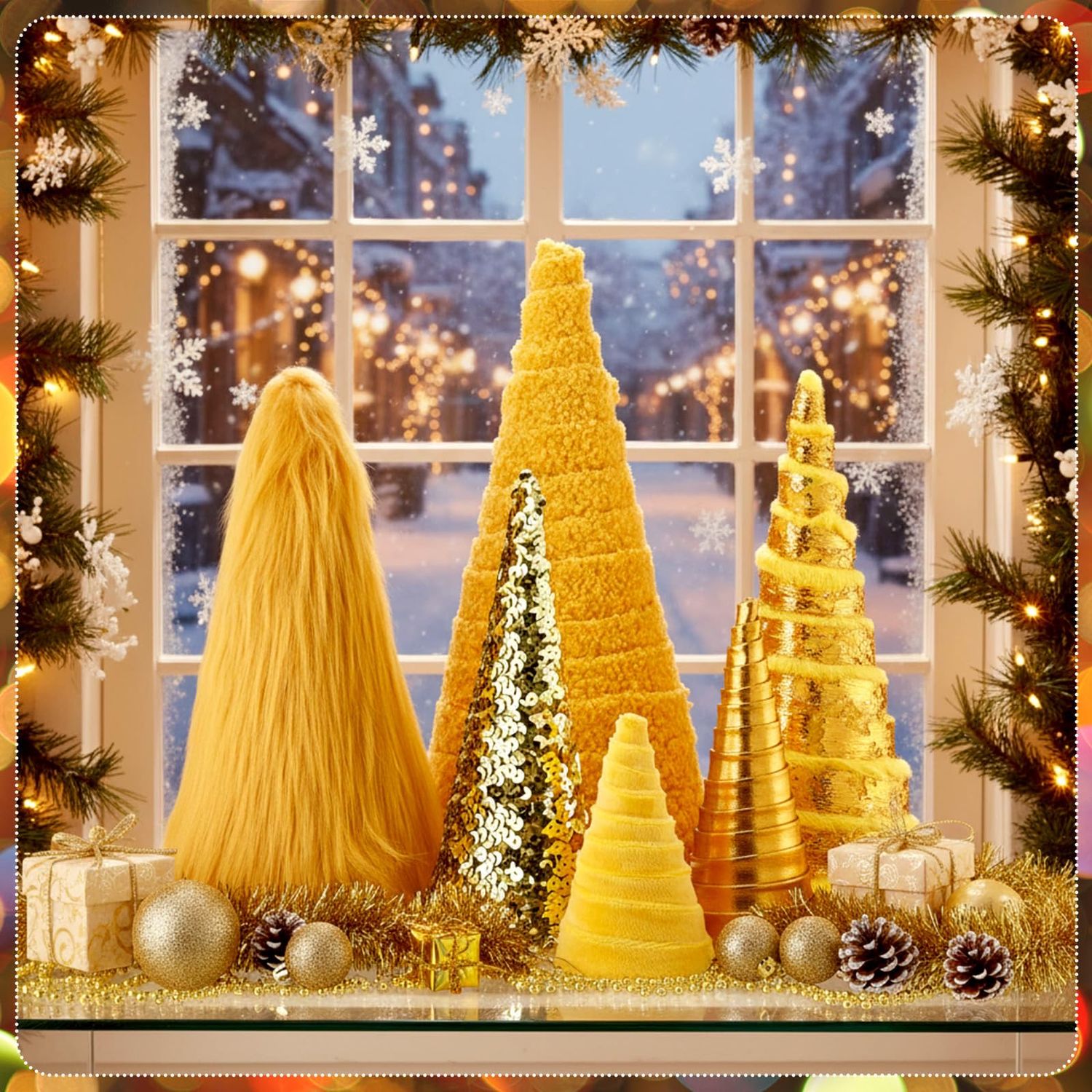 NEW 6 Pack Gold Christmas Table Decorations