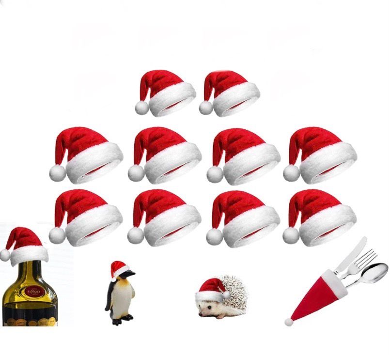 NEW 10pc Mini Christmas Santa Hats Red