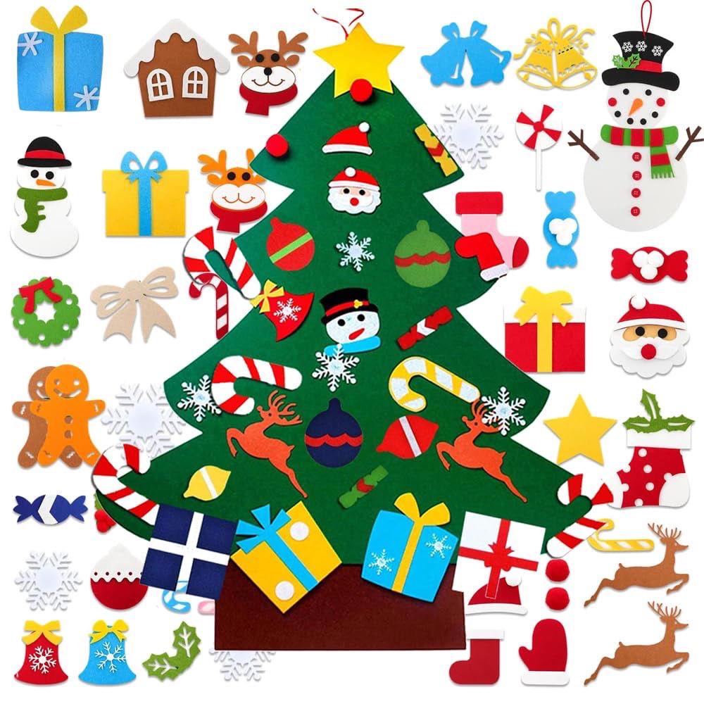NEW Kids DIY Felt Christmas Tree with 42 Ornaments