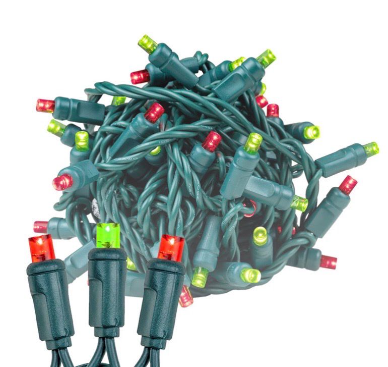 NEW 50 LED Christmas Lights Red Green 14ft