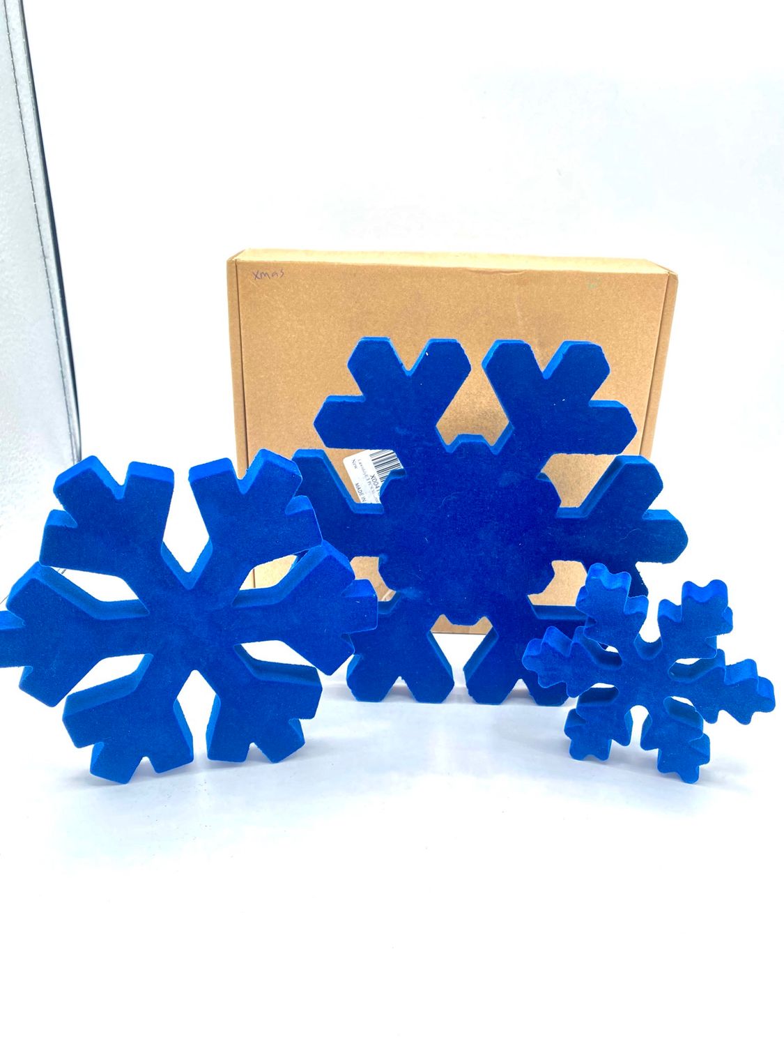 NEW 3 Wooden Felt Christmas Winter Snowflakes Decorations