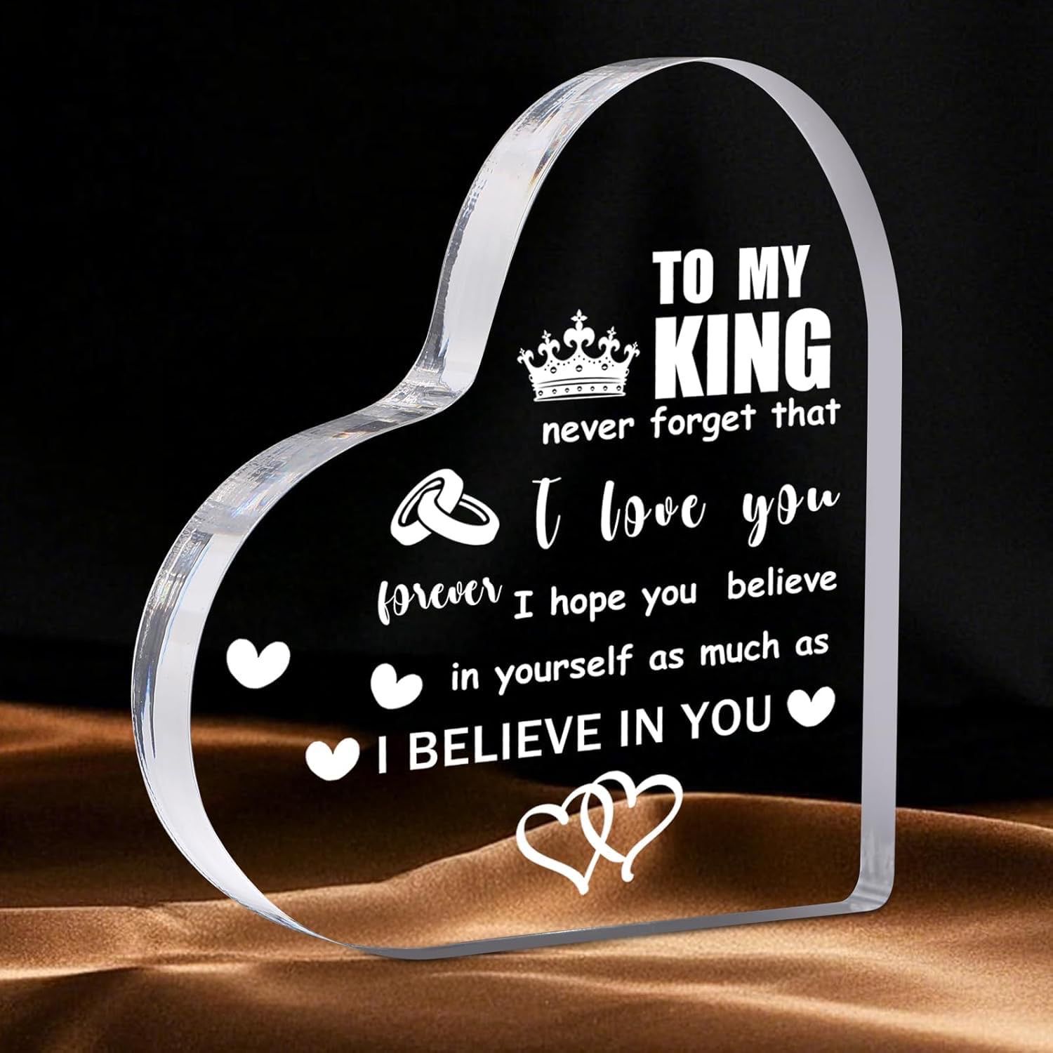 NEW Acrylic I Love You Romantic Heart Gift Boyfriend Husband Fiancé