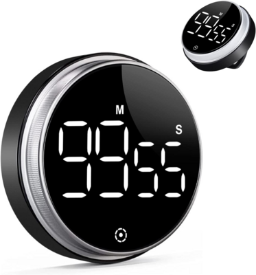 Digital Kitchen Timer, Magnetic Countdown Timer, 3 Volume Levels and 2 Brightness Levels, LED Display, for Cooking, Gym, Study, Kitchen-Black.