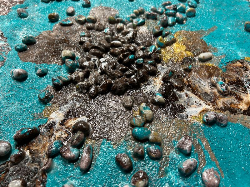 Holy Disruption - “Fragments of stone breaking through color—reminders that grace often arrives unplanned.”