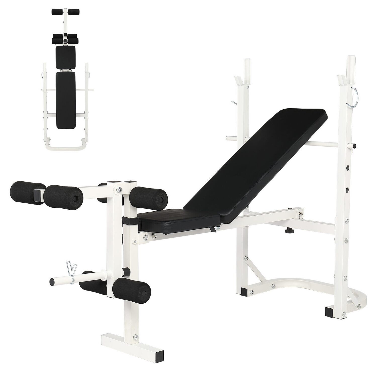 Iron Adjustable Weightlifting Bed White
