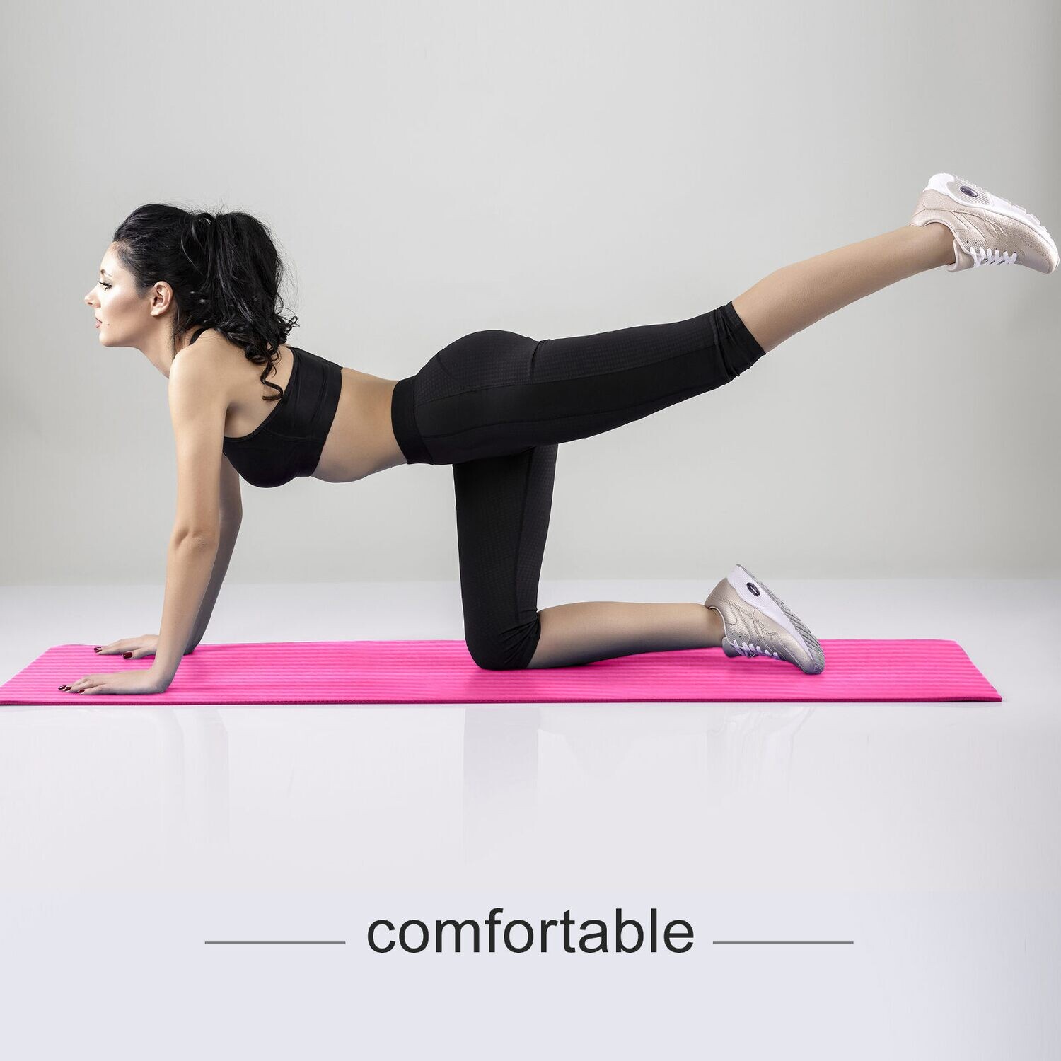 15mm Thick NBR Pure Color Anti-skid Yoga Mat 183x61x1.5cm Pink