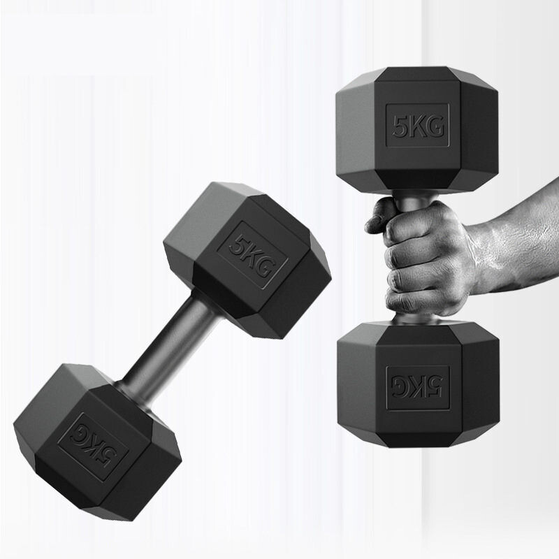 Fixed Rubberized Men&#39;s Hexagonal Dumbbells 5 Kg 10kg Dumbbells 20kg Dumbbells Women&#39;s Home Fitness Equipment