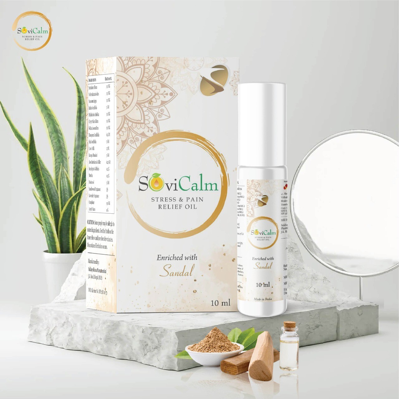 Sovicalm
Stress &amp; Headache Relief oil
 Enriched with Sandal