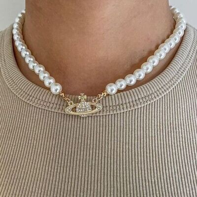 Mini Saturn Pearl Necklace