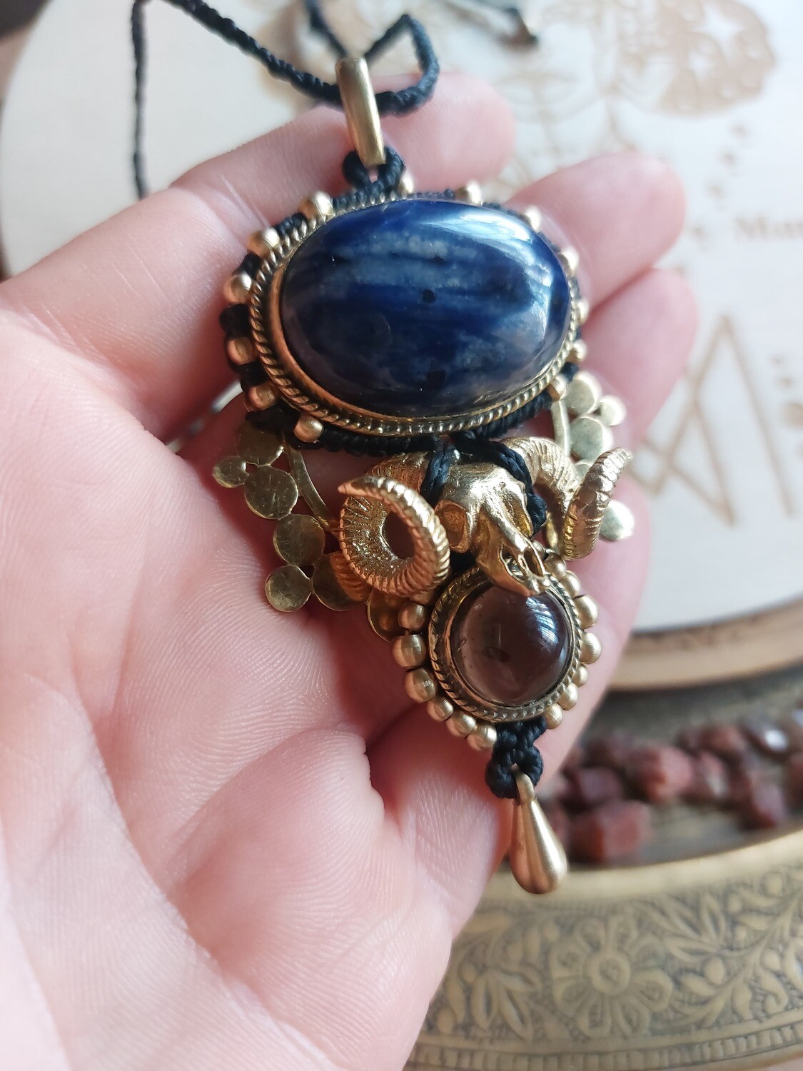 Sodalite smokey quartz pendant