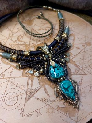 Double Malachite ram necklace 