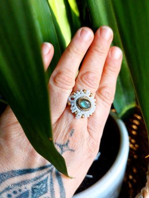 Labradorite macrame ring 