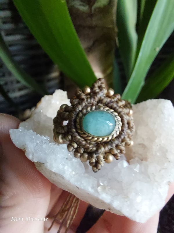 Amazonite macrame ring 
