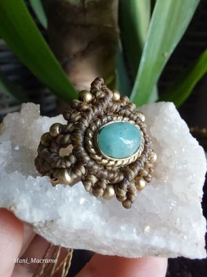 Amazonite macrame ring 