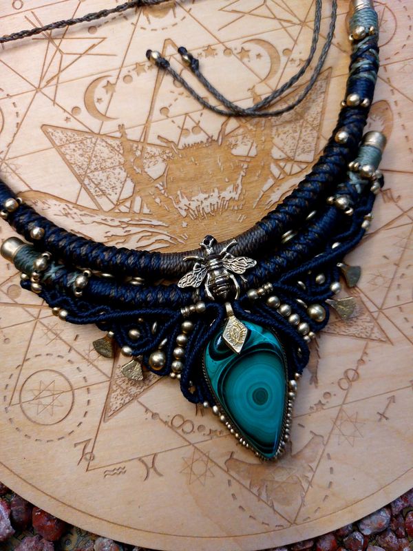 Malachite wasp necklace 