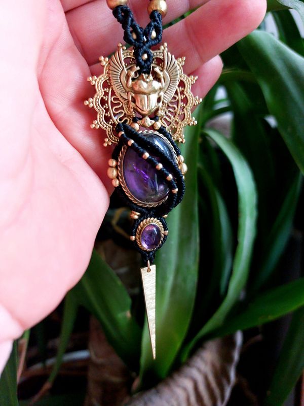 Amethyst scarab amulet