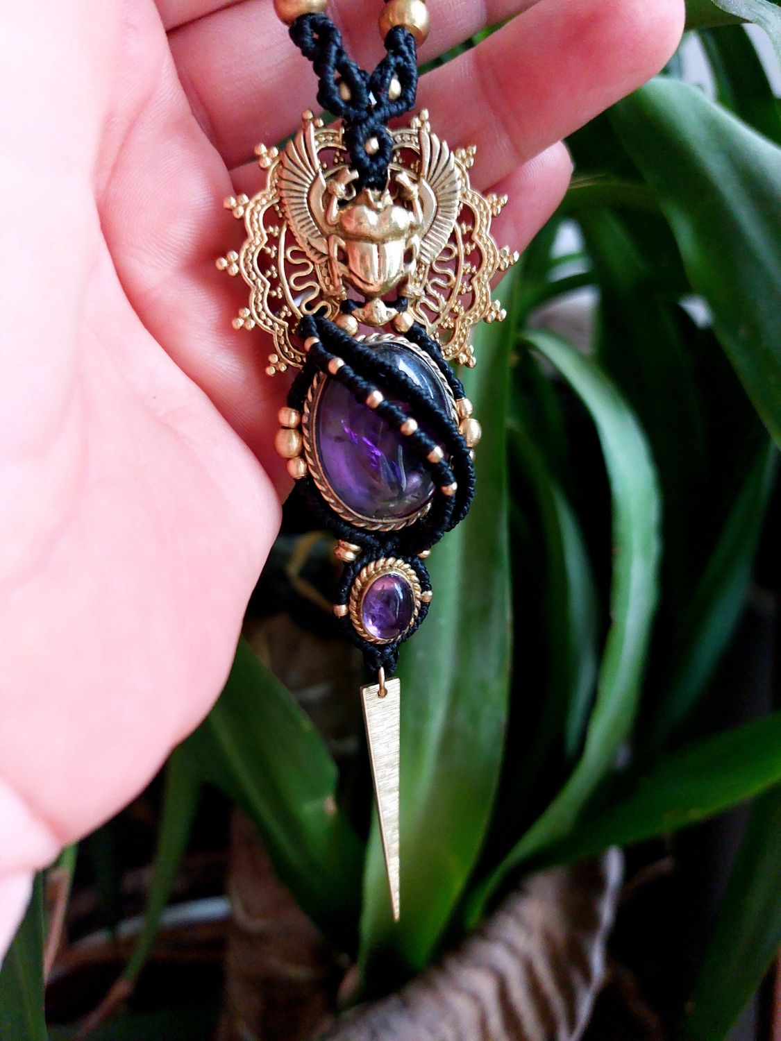 Amethyst scarab amulet